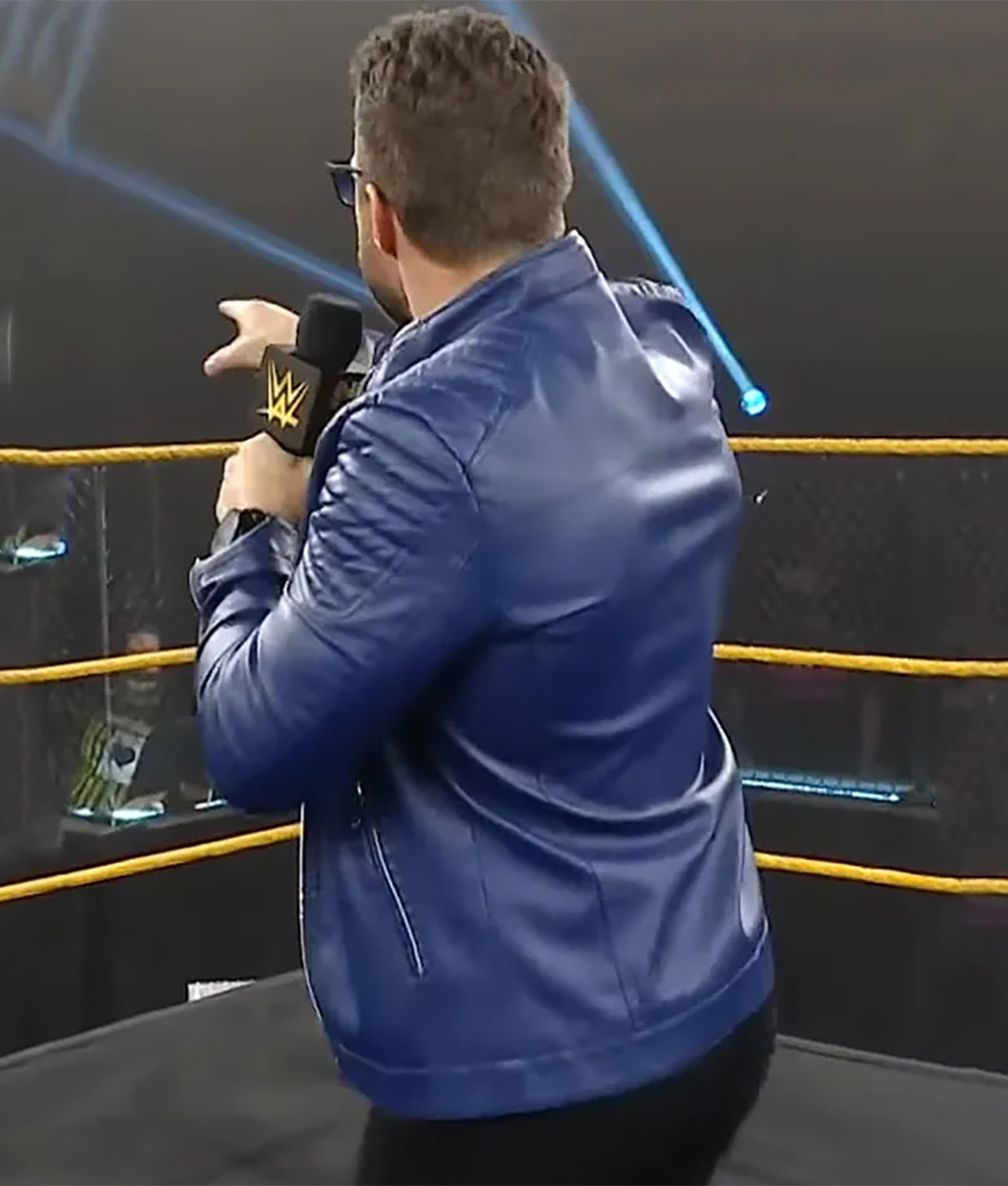 WWE LA Knight Blue Leather Jacket
