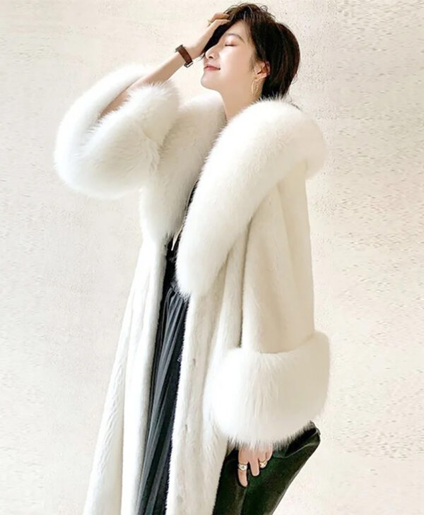 White Fur Long Coat for Women