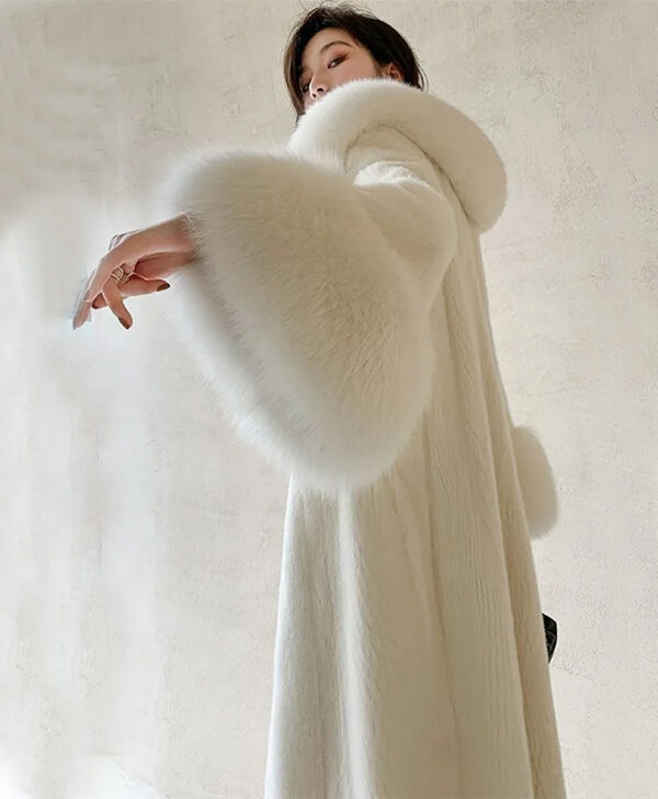 White Fur Long Coat for Women