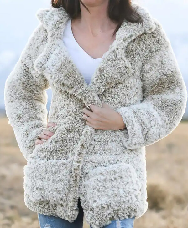 Women Long Faux Fur Off-White Coat