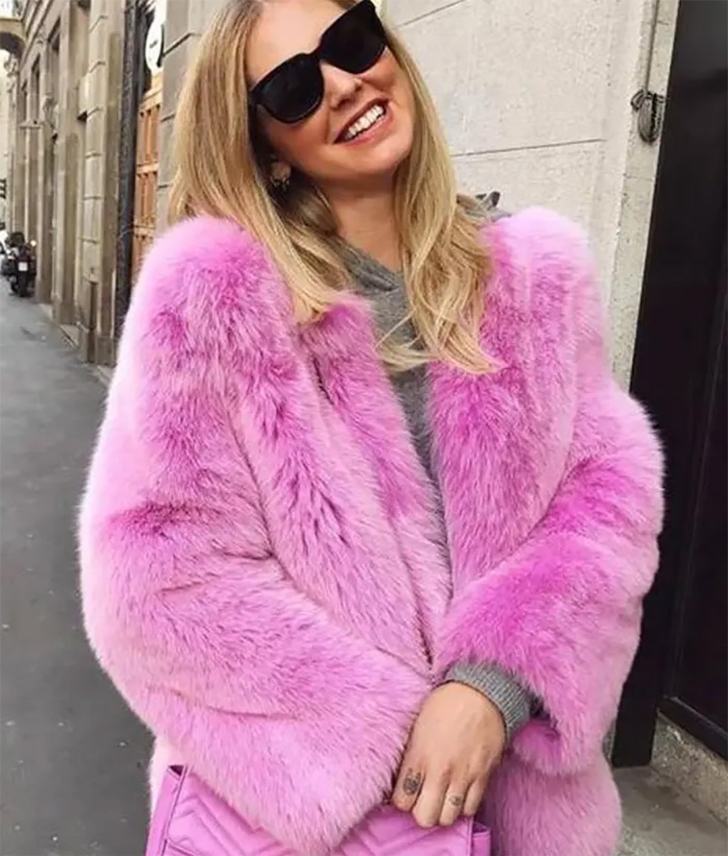 Women Pink Fur Coat