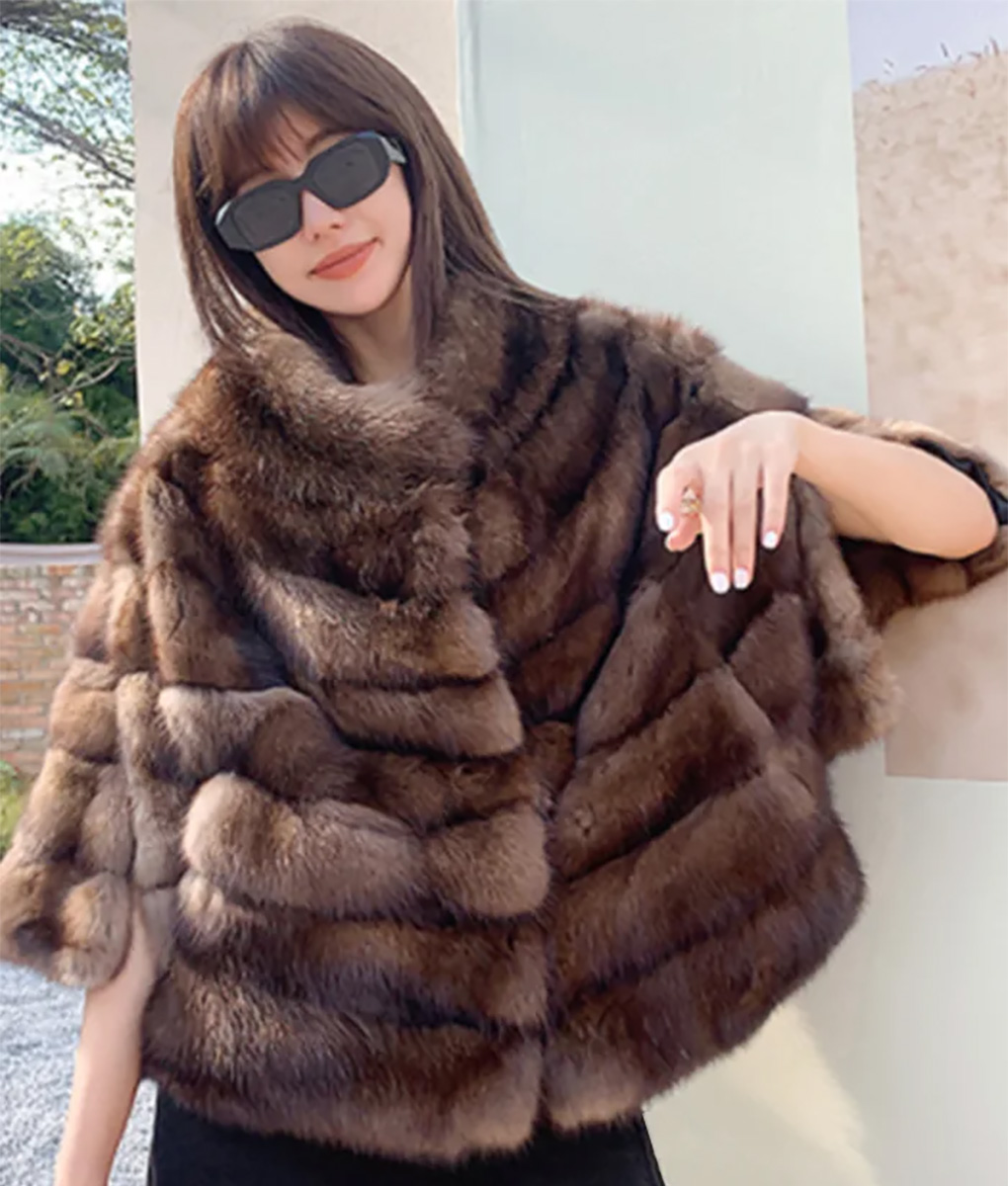 Women Short Faux Fur Brown Coat