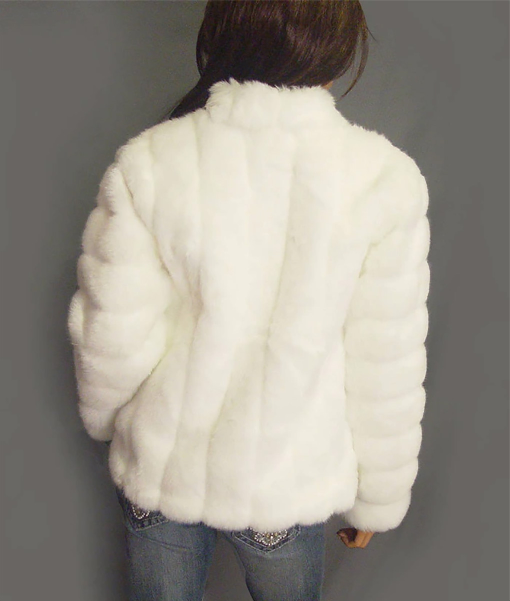 Women Winter Frost Faux Fur White Coat