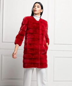 Women's Fur Red Long Coat
