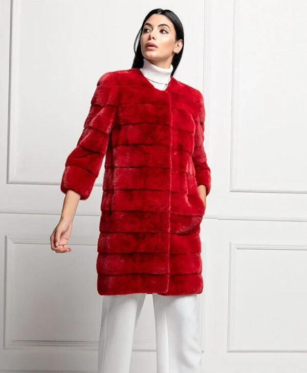 Women's Fur Red Long Coat