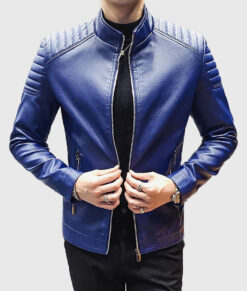 Wrestler Knight Shaun Ricker Blue Leather Jacket