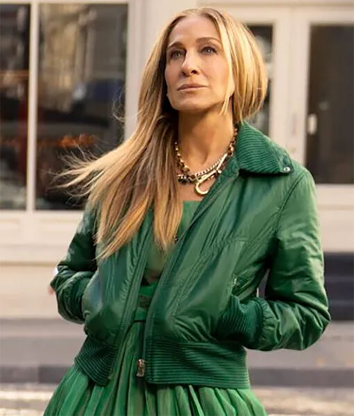 And Just Like That Sarah Jessica Green Bomber Jacket