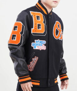 Baltimore Standard Logo Black Mashup Orioles Varsity Jacket
