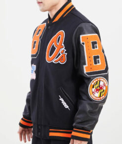Baltimore Standard Logo Black Mashup Orioles Varsity Jacket
