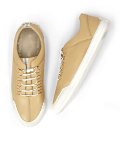 Eli Mens Beige Casual Low Top Leather Sneakers-1