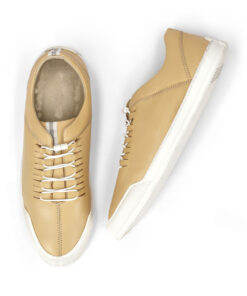 Beige Leather Sneakers for Men