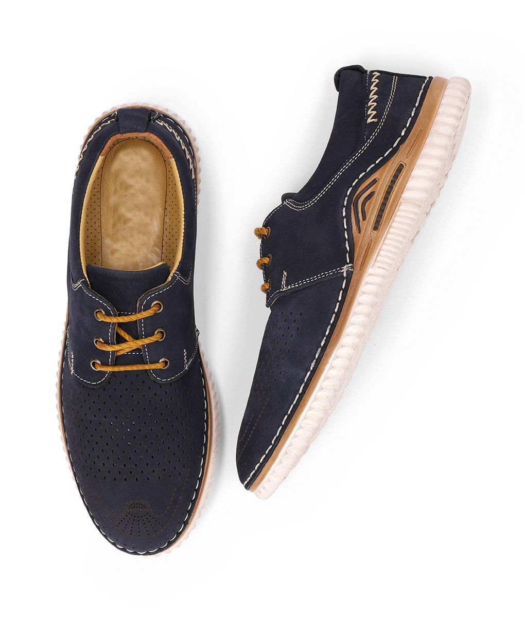 Classic Blue Turkish Made Dotted Shoes for Men