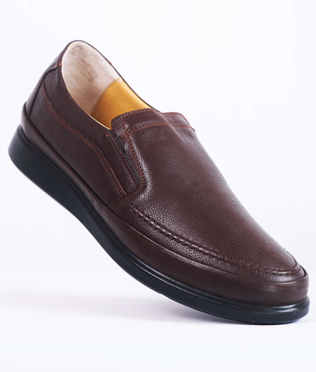 Dark Brown Grainy Leather Shoes for Men