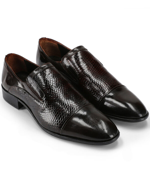 Dressy Brown Glazed Leather Shoes for Men