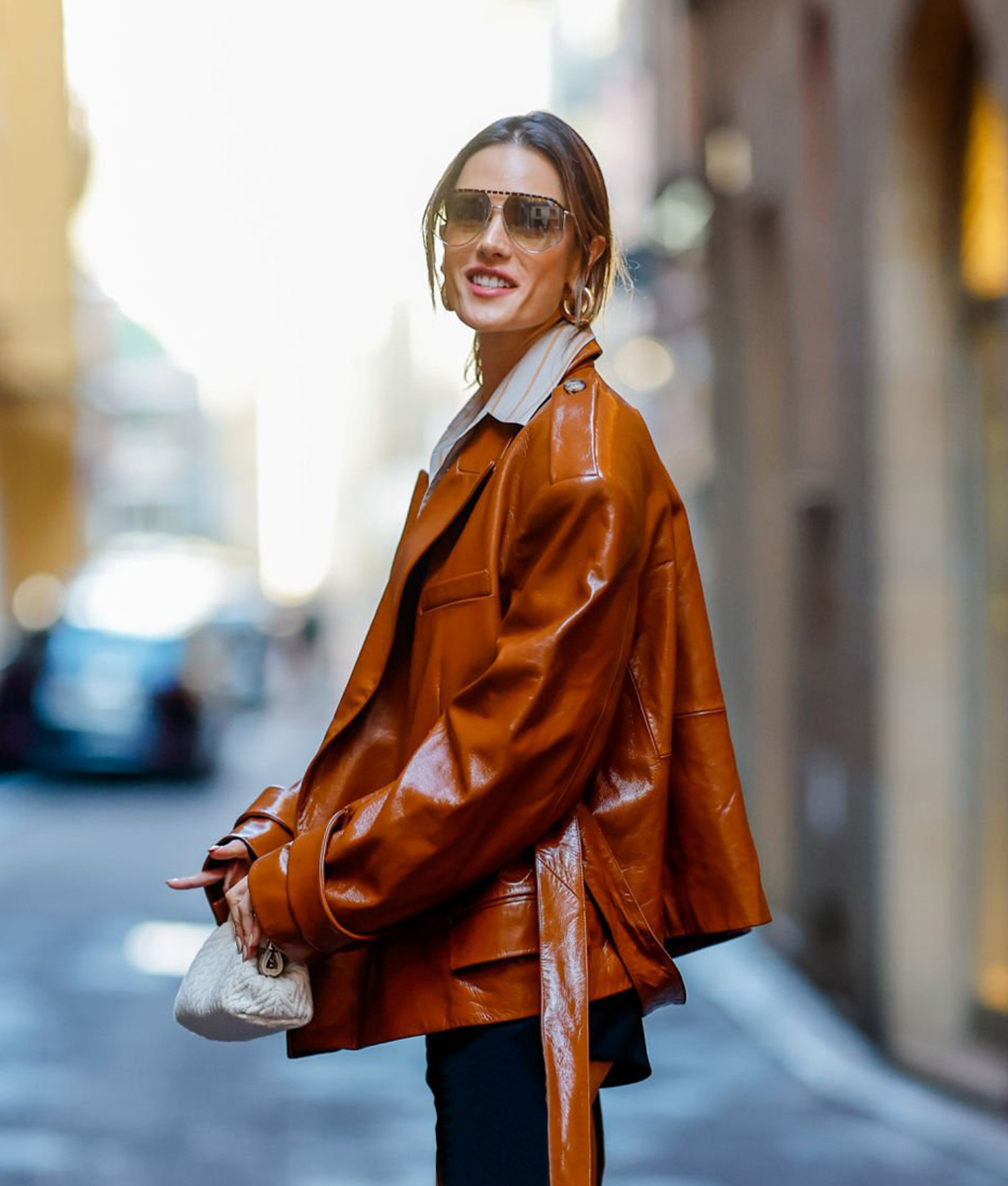 Alessandra Ambrosio Brown Leather Jacket | NYC Jackets
