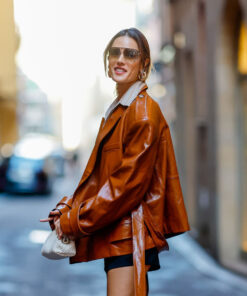Emily Ratajkowski Brown Leather Jacket