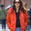Emily Ratajkowski Orange Puffer Jacket