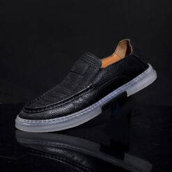 Garfield Black Mens Leather Casual Shoes