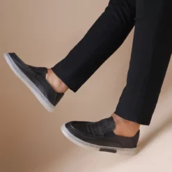 Garfield Black Mens Leather Casual Shoes