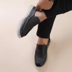 Garfield Black Mens Leather Casual Shoes