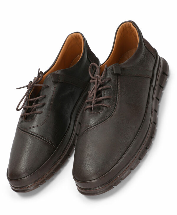 Grainy Design Dark Brown Leather Shoes for Men