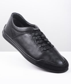 Griffin Mens Black Leather Dress Sneakers | NYC Jackets
