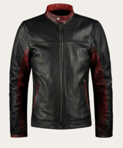 Manson Men's Black Biker Leather Jacket - Black Biker Leather Jacket for Men - Front View