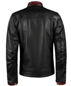 Manson Men's Black Biker Leather Jacket - Black Biker Leather Jacket for Men - Close View