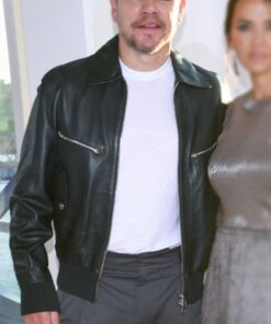 Matt Damon Black Leather Jacket