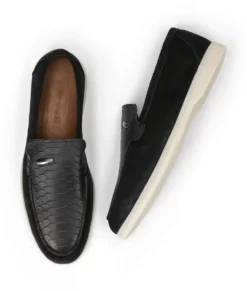 Lucas Mens Black Dress Leather Loafers-1