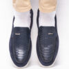 Men's Blue Crocodile Style Suede Leather Shoes