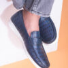 Keith Mens Blue Casual Leather Penny Loafers-1