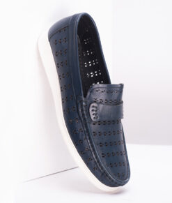 Men's Blue Tri-Dotted Leather Shoes