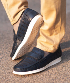 Men's Blue Tri-Dotted Leather Shoes
