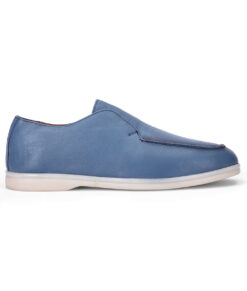 Men's Bold Blue Grainy Leather Shoes