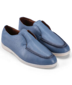 Men's Bold Blue Grainy Leather Shoes