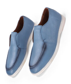 Men's Bold Blue Grainy Leather Shoes