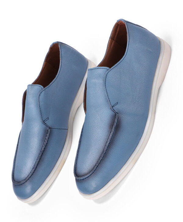 Men's Bold Blue Grainy Leather Shoes