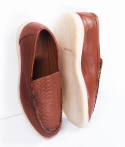 Men's Brown Crocodile Style Leather Shoes