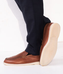 Men's Brown Crocodile Style Leather Shoes