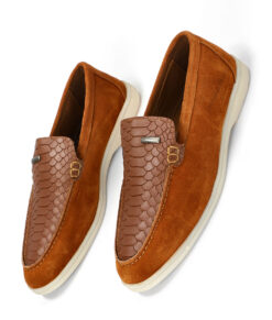 Men's Brown Crocodile Suede Leather Shoes