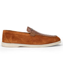 Men's Brown Crocodile Suede Leather Shoes