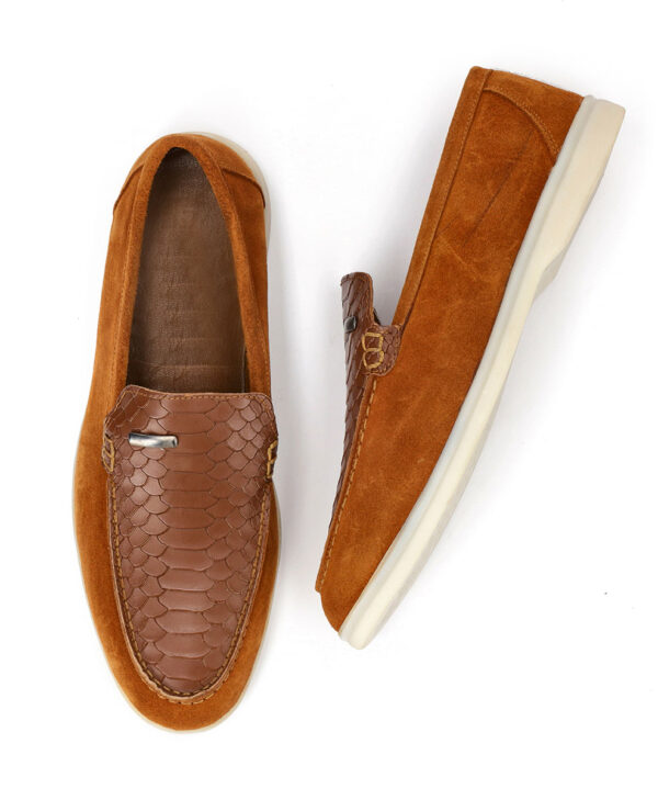 Men's Brown Crocodile Suede Leather Shoes