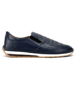 Men's Deep Blue Crocodile Style Leather Shoes