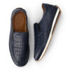 Men's Deep Blue Crocodile Style Leather Shoes