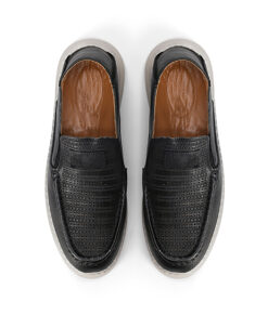Aaron Mens Black Casual Leather Loafers-1