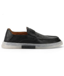 Men's Dotted Black Leather Loafers