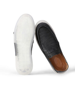 Men's Dotted Black Leather Loafers