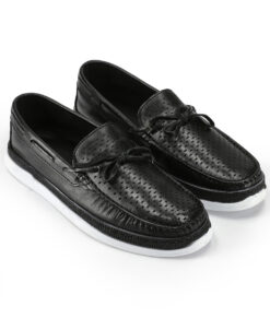 Men's Glossy Black Polka Dot Leather Shoes