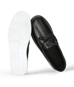 Men's Glossy Black Polka Dot Leather Shoes